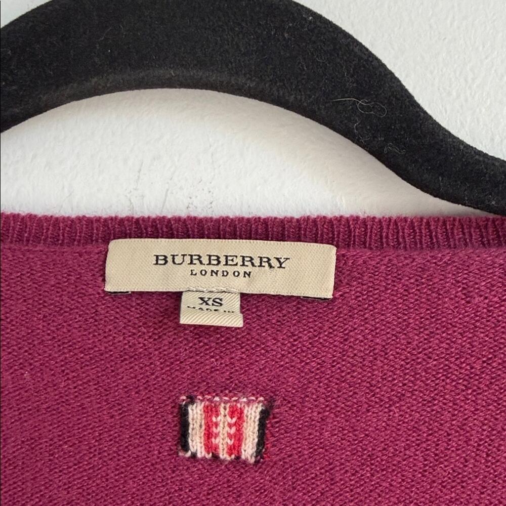 Burberry London 100% cashmere V-neck button up belted knit cardigan sweater XS - Picture 5 of 8